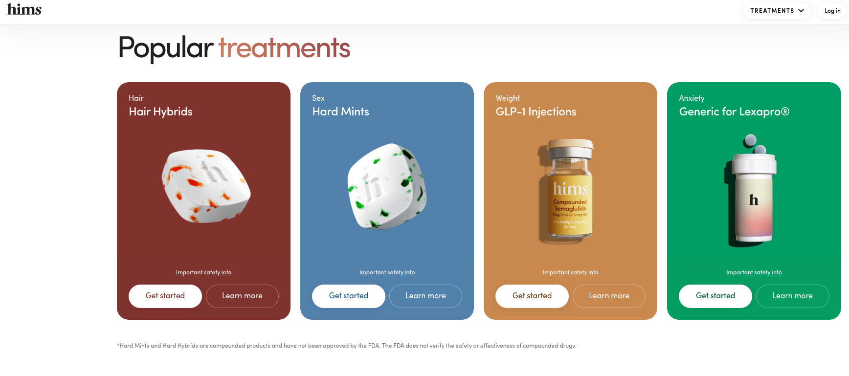 Hims homepage carousel